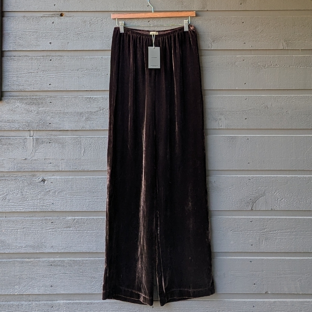 NWT Donni. The Velvet Simple Pant Espresso Brown Velvet Size XS Rayon Silk